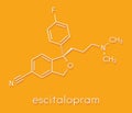 Escitalopram antidepressant drug SSRI class molecule. Skeletal formula.