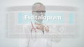 ESCITALOPRAM generic drug name scrolled by a doctor on a modern screen