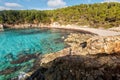 Escorxada beach, abandoned paradise beaches in Menorca, a Spanish Mediterranean island, after the covid 19 coronavirus crisis