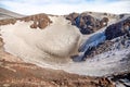 Escriva crater on volcano Etna in snow in winter, Sicily, Italy Royalty Free Stock Photo