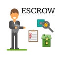 Escrow place storage. Third party on behalf of other people. How it works. Often used in real estate Royalty Free Stock Photo