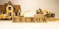 Escrow was created from wooden cubes. Finance and Banking.