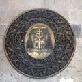 Escudo de bronce expuesto en el Templo Expiatorio de Guadalajara Jalisco Royalty Free Stock Photo