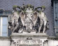 Escutcheon representing the civil engineering, on the back of the Hotel de Ville, City Hall in Paris