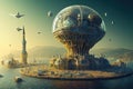 Esenler, ?stanbul, Turkey Futuristic Cityscape. Generative AI.
