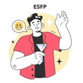 ESFP MBTI type. Character with the extraverted, observant, feeling, Royalty Free Stock Photo