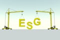 ESG building concept crane white background