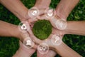 ESG concept of environmental, social and governance.Group of people holding green earth with ESG icon Royalty Free Stock Photo