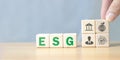 ESG Concepts in Environment, Society and Governance Sustainable organizational development according to the goal Copy space