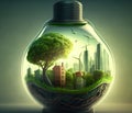 ESG ecological concept. Alternative energy, sustainable ecosystem, renewable sources. Generative AI