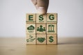 ESG or environment Social Governance icon for decrease carbon dioxide emission ,carbon footprint and carbon credit to limit global Royalty Free Stock Photo