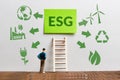 ESG or environmental social governance. Concept of developing a nature conservation investment plan.