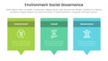 esg environmental social and governance infographic 3 point stage template with rectangle box and callout comment dialog concept