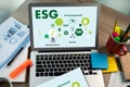 ESG environmental social and governance Sustainable to Businessman strategy ESG