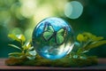 ESG green energy sustainable industry. World environment day concept.Globe Glass with butterfly. circular economy