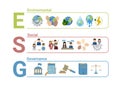 ESG icon - Environmental, Social, and Governance concept, Sustainable business