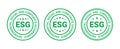 ESG icon, stamp. Business criteria stickers set. Vector illustration