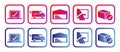 Set of red and blue icons, vector