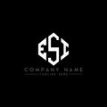 ESI letter logo design with polygon shape. ESI polygon and cube shape logo design. ESI hexagon vector logo template white and Royalty Free Stock Photo