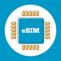 ESIM card chip sign in flat style