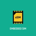 Esim chip card concept icon. Embedded sim card cellular mobile technology smart concept