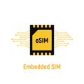 Esim chip card concept icon. Embedded sim card cellular mobile technology smart concept