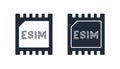 Esim chip card concept icon. Embedded sim card cellular mobile technology smart concept