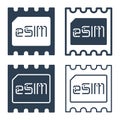 ESIM Chip Icons in Glyph and Outline Styles