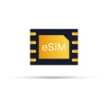 ESIM Embedded SIM card icon symbol concept. new chip mobile cellular communication technology. Vector illustration.