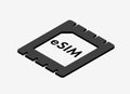 ESIM - Embedded SIM card isometric 3d icon symbol. Mobile cellular chip communication technology