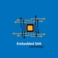 eSIM Embedded SIM card network icon symbol concept. new chip mobile cellular communication technology. vector illustration in flat