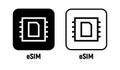 Esim internet operator simcard icon. Embedded simcard chip object smart phone icon 5g vector symbol. Royalty Free Stock Photo