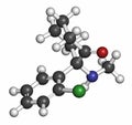 Esketamine antidepressant and anesthetic drug molecule. Atoms are represented as spheres with conventional color coding: hydrogen