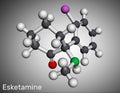 Esketamine molecule. It is the S-enantiomer of ketamine, with analgesic, anesthetic and antidepressant activities.. Molecular