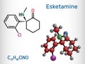 Esketamine molecule. It is the S-enantiomer of ketamine, with analgesic, anesthetic and antidepressant activities.. Structural