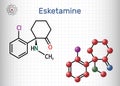 Esketamine molecule. It is the S-enantiomer of ketamine, with analgesic, anesthetic and antidepressant activities.. Structural