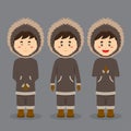 Eskimo Alaska Character with Various Expression