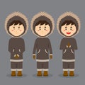 Eskimo Alaska Character with Various Expression Royalty Free Stock Photo