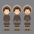 Eskimo Alaska Character with Various Expression Royalty Free Stock Photo