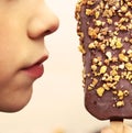 Eskimo chocolate ice cream and kid lips Royalty Free Stock Photo