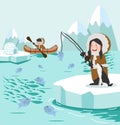 Eskimo fishing in the north