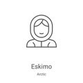 eskimo icon vector from arctic collection. Thin line eskimo outline icon vector illustration. Linear symbol for use on web and