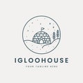Eskimo igloo house with emblem logo vector design illustration template Creative icon