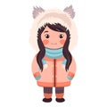 Eskimo lillte kids wear winter clothes. Royalty Free Stock Photo