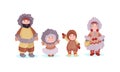 Eskimo People Characters Wearing Warm Winter Clothing Standing Vector Illustration Set Royalty Free Stock Photo