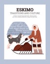 Eskimo traditions and culture banner or poster template vector illustration.