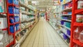 Eskisehir, Turkey - April 17, 2017: Interior of Carrefour supermarket originated in France Royalty Free Stock Photo