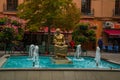 Eskisehir, Turkey: Beautiful fountain with a Golden sculpture of a woman with a child, mother