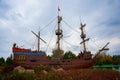 Eskisehir, Turkey: Beautiful pirate ship by the pond. Sazova Park or Science Art and Culture Park