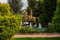 Eskisehir, Turkey: Fountain and a gold sculpture of a woman on a horse